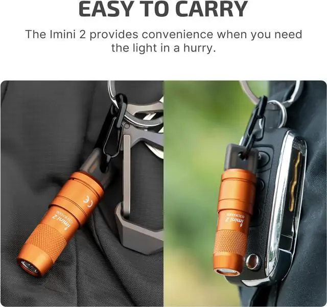 Alt view image 6 of 7 - OLIGHT IMINI 2 EDC Rechargeable Keychain Flashlight, 50 Lumens Compact and Portable Mini LED Keyring Lights with Built-in Battery Ideal for Everyday Carry and Emergencies (Orange)