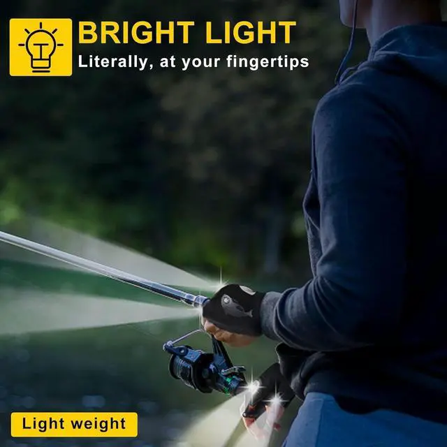 Alt view image 3 of 6 - LED Rechargeable Flashlight Gloves, Gifts for Men, for Dad, Cool Stretchy Fingerless Light Gloves Gadget for Repairing Fishing Camping and Car Repairing, 1 Pair