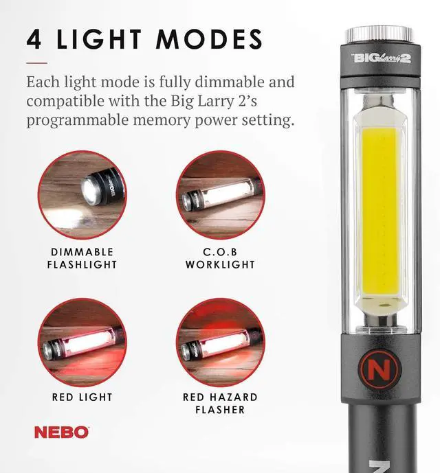 Alt view image 3 of 7 - NEBO Magnetic NE6737 Big Larry 2 Pocket Work Light - Powerful LED Pen Inspection Flash Light, Black Torch