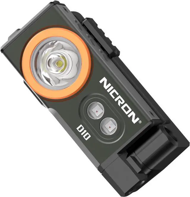 Main image of NICRON D10 EDC Flashlight Rechargeable500 Lumens 3 Sources Pocket Compact RGB Flashlight with Headlamp StripMagnet Base for Fishing Outdoor Working