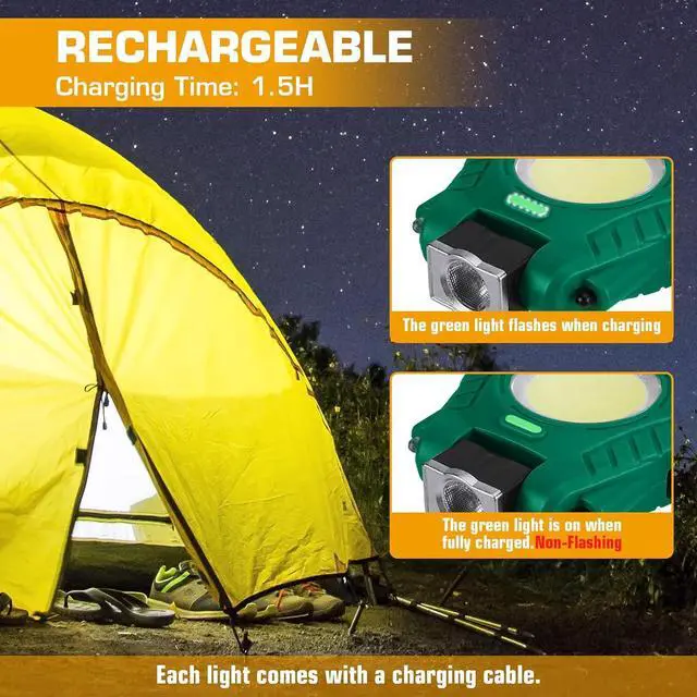 Alt view image 6 of 7 - EverBrite 2 Pack COB Keychain Work Light, Mini Rechargeable Magnetic Keychain Light, Sensor Mode, Multifunctional Small Keychain Flashlights, Portable, Waterproof, for Camping, Hiking, 6 Modes, Green