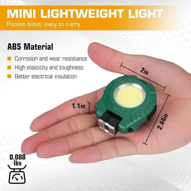 Alt view image 7 of 7 - EverBrite 2 Pack COB Keychain Work Light, Mini Rechargeable Magnetic Keychain Light, Sensor Mode, Multifunctional Small Keychain Flashlights, Portable, Waterproof, for Camping, Hiking, 6 Modes, Green