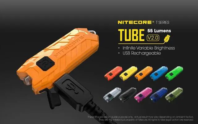Alt view image 2 of 7 - Nitecore Tube V2.0 Keychain Flashlight, 55 Lumen USB Rechargeable Ultralight Lightweight (Azure)