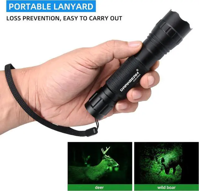Alt view image 4 of 7 - DARKBEAM Green Light Flashlight Tactical LED USB Rechargeable Zoomable Light Kit, Portable Mini Greenlight for Night Hunting, Observation, Fishing, Astronomy, Aviation, Rescue, with Clip