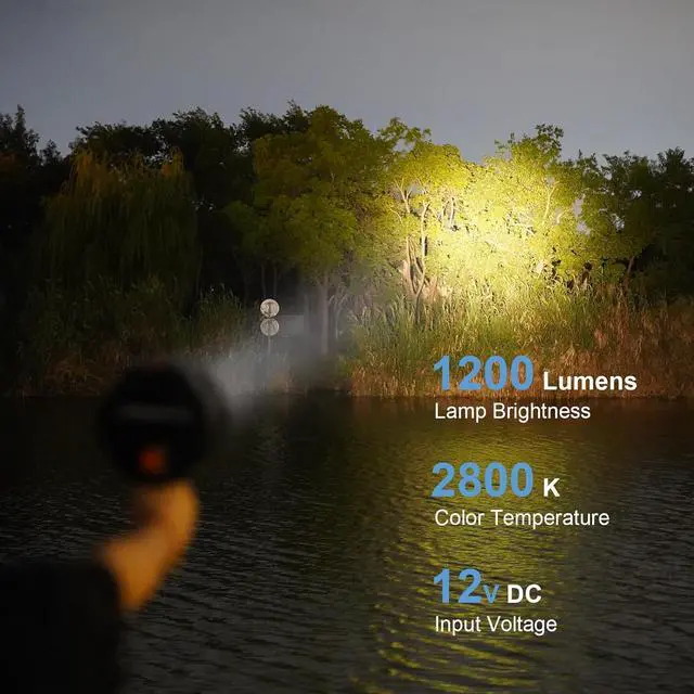 Alt view image 3 of 7 - GOODSMANN Spotlight Corded Spot Lights for Boats 1200 Lumen Halogen 12V DC Handheld Spotlight 9924-0011-15