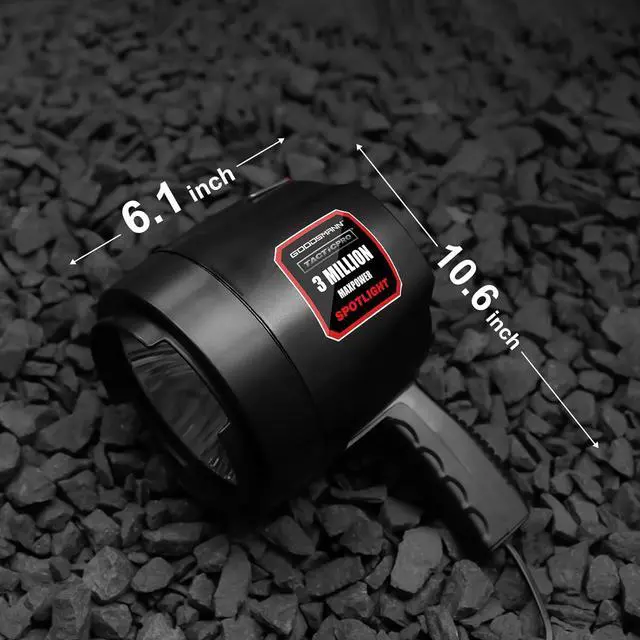 Alt view image 7 of 7 - GOODSMANN Spotlight Corded Spot Lights for Boats 1200 Lumen Halogen 12V DC Handheld Spotlight 9924-0011-15