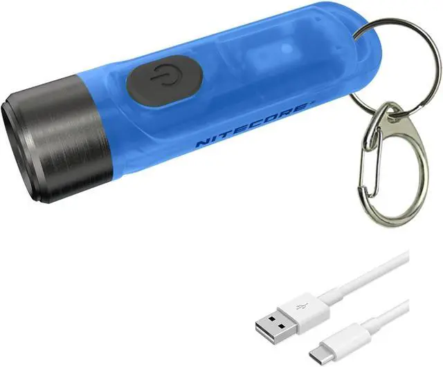 Main image of Nitecore Tiki GITD Blue Keychain Flashlight with UV & High CRI Light, 300 Lumen Everyday Carry EDC USB-C Rechargeable with Charging Cable