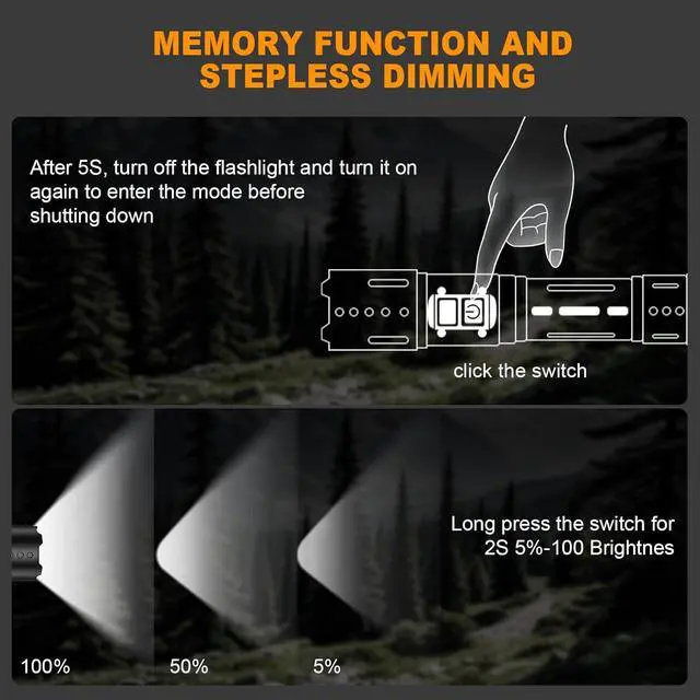 Alt view image 7 of 7 - Flashlights High Lumens Rechargeable, Zoomable Rechargeable Flashlights, Super Bright Flashlight, 6 Mode Tactical Flashlight, LED Flashlight High Powered, Waterproof Flash Lights for Camping