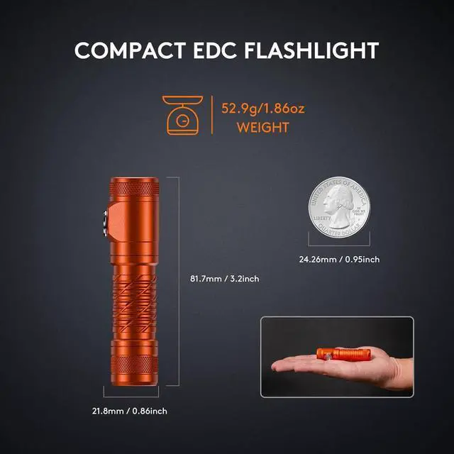 Alt view image 4 of 5 - RovyVon AA145 Small Rechargeable EDC Flashlight 800 Lumen Bright Little Light, USB-C & AA Battery Included, Magnetic Tail Cap, Two Way Clip Led Pocket Size Flashlight for Camping,Hiking Emergencies.