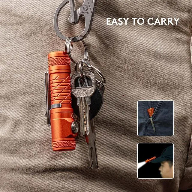 Alt view image 5 of 5 - RovyVon AA145 Small Rechargeable EDC Flashlight 800 Lumen Bright Little Light, USB-C & AA Battery Included, Magnetic Tail Cap, Two Way Clip Led Pocket Size Flashlight for Camping,Hiking Emergencies.