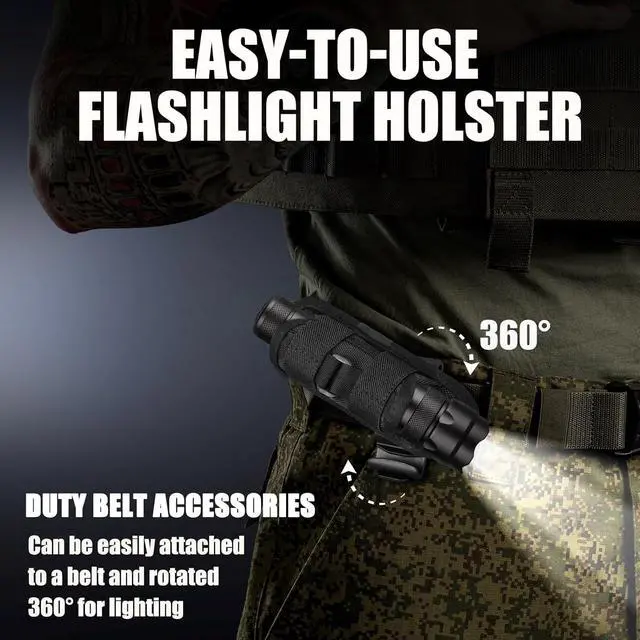 Alt view image 4 of 7 - ULTRAFIRE LED Flashlight with Holster,WF-502B 1000Lumen Single Mode Mini Flashlight, Duty Belt Tactical Flashlight Holster,Outdoor Handheld Flashlight Include UFB26 and Charger