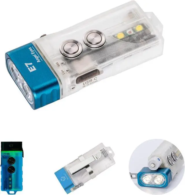 Main image of RovyVon E7 Hybrid Battery EDC Flashlight,Max 700 Lumen with Dual LED 6500K Cool White,Pocket Size USB-C Rechargeable Keychain Flashlight,Lock Mode,Power by Built-in Li-po/Replaceable AAA(White/Red)