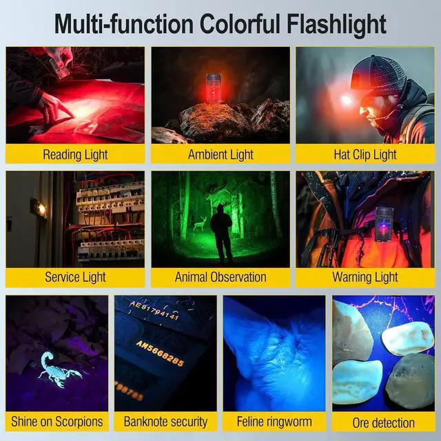 Alt view image 3 of 6 - BORUIT V30 Rechargeable EDC Flashlight with 365nm Blacklight UV/Red Flashlight,Bright Keychain Lights with Clip and Magnet, 180° Rotatable Pocket Flashlight for Everyday Carry and Emergencies