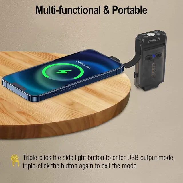 Alt view image 6 of 6 - BORUIT V30 Rechargeable EDC Flashlight with 365nm Blacklight UV/Red Flashlight,Bright Keychain Lights with Clip and Magnet, 180° Rotatable Pocket Flashlight for Everyday Carry and Emergencies