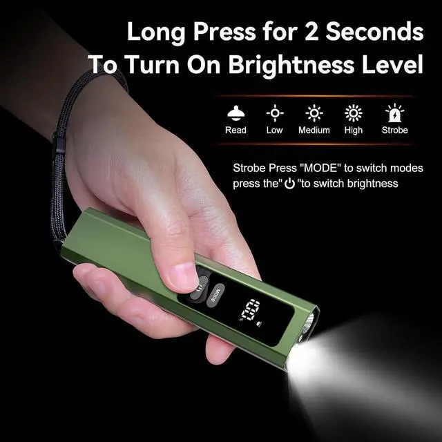 Alt view image 3 of 7 - Rechargeable EDC Flat Flashlights, 5 IN1 PRO Flashlight with Green Beam, UV and White LED Combo, 800 Hight Lumens Pocket Lights with Magnet/Bag, Portable Light for Work and Emergency(Green)