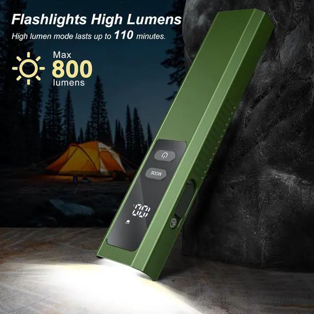 Alt view image 6 of 7 - Rechargeable EDC Flat Flashlights, 5 IN1 PRO Flashlight with Green Beam, UV and White LED Combo, 800 Hight Lumens Pocket Lights with Magnet/Bag, Portable Light for Work and Emergency(Green)