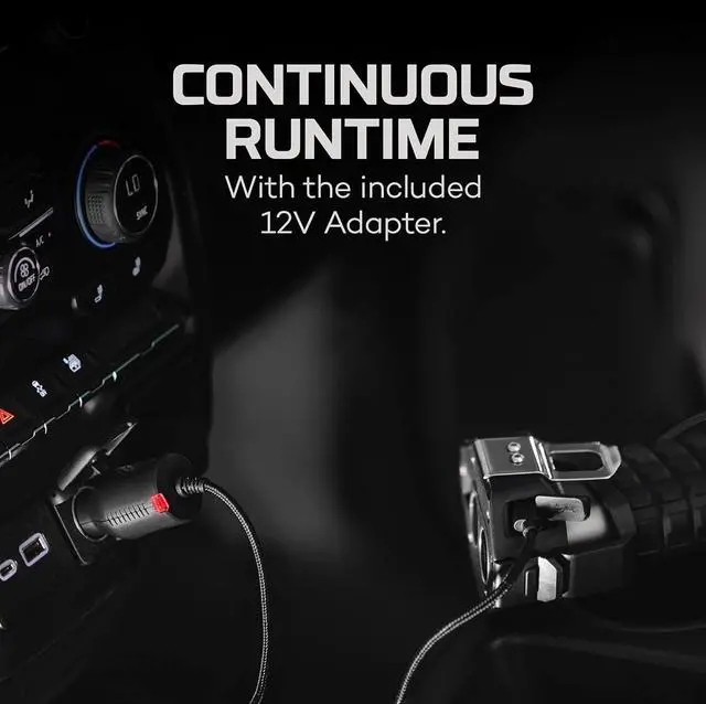 Alt view image 7 of 7 - NEBO LUXTREME SL50 Spotlight | 450 Lumens, Very Bright 1/2 Mile Beam, Waterproof, 40 Hours Run Time or Nonstop Use With 12V Adapter, Rechargeable LED Flashlight, Magnetic Base, Includes Charge Cable