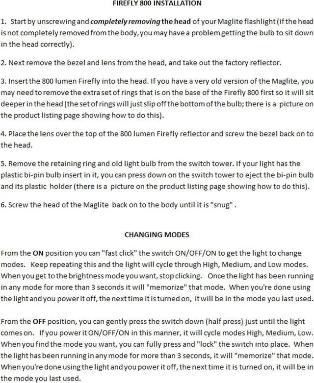 Alt view image 6 of 6 - Lumencraft LED Conversion Kit Compatible/Replacement for Maglite Flashlight - 800 Lumen - fits 3 4 5 6 D and C Cell Maglight - High Power, 3 Mode Low 45, Mid 315, High 800 Lumens. (800 Lumen Bulb)