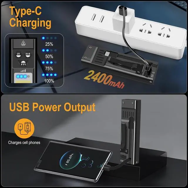 Alt view image 6 of 7 - BORUIT U7 LED Small Powerful Flat EDC Flashlight with 365nm UV Black and RGB Light,USB C Rechargeable 1100L Pocket Flash Light with Clip,IP65 Waterproof,Magnetic,Power Bank Function