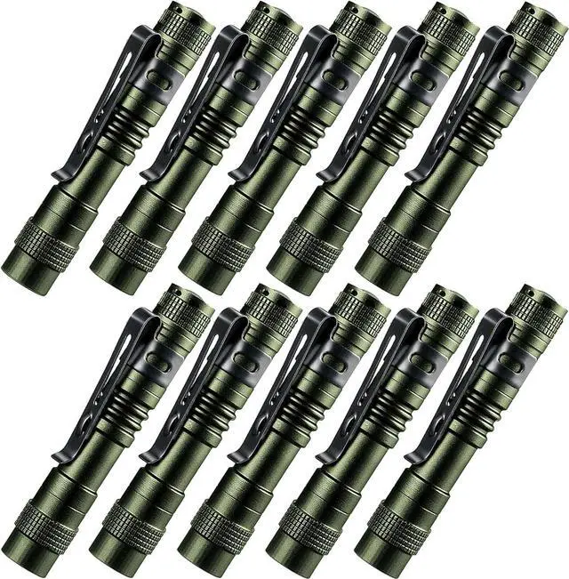 Main image of Beieverluck 10 Pack Small Mini LED Flashlight Pocket Flashlight Pen Light Flashlight Tactical Flashlight with Clip Flashlights for Camping Outdoor Emergency Inspection Fathers Gifts for Dad Husband