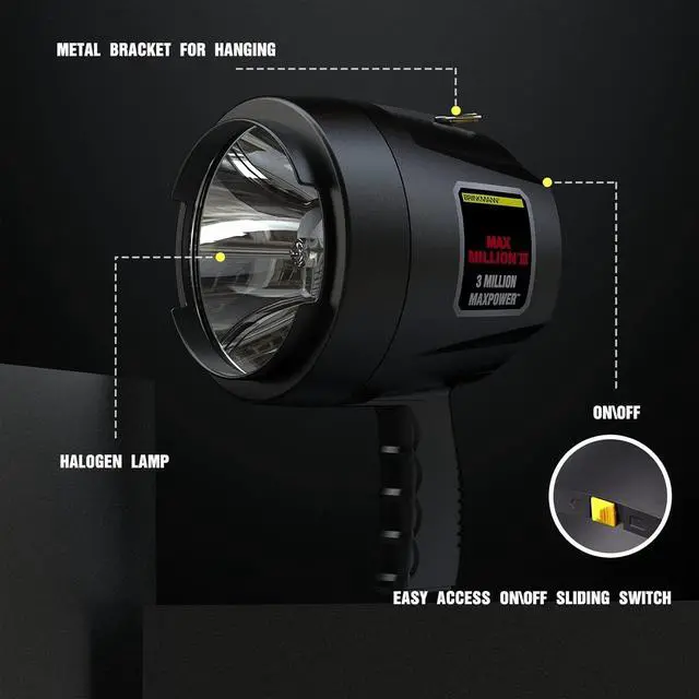 Alt view image 3 of 7 - 800-2301-0 Max Million III with 12V DC Charger Halogen Bulb Spotlight
