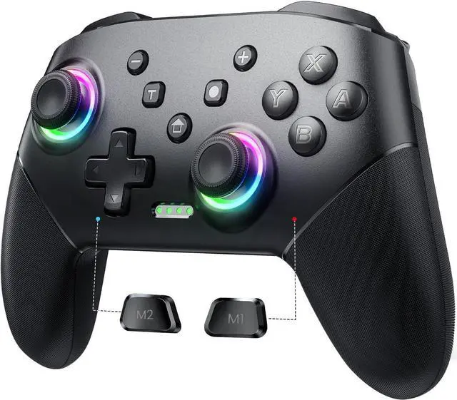 Main image of VOYEE Switch Controller Wireless, Pro Controllers Compatible with Switch Lite/OLED/PC, One-Key Pairing Gamepad with 9-Color RGB LEDs 1000mAh Battery 6-Axis Motion Wake Up Function