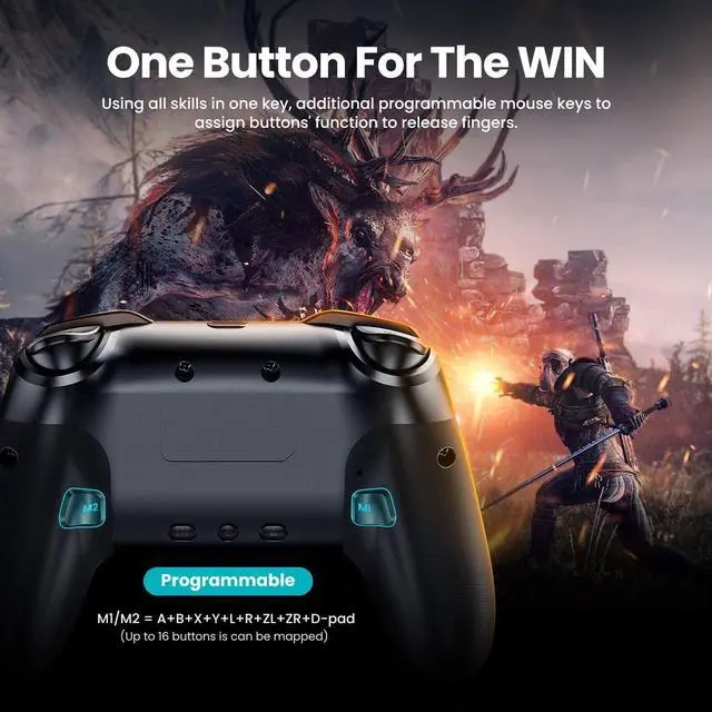 Alt view image 4 of 7 - VOYEE Switch Controller Wireless, Pro Controllers Compatible with Switch Lite/OLED/PC, One-Key Pairing Gamepad with 9-Color RGB LEDs 1000mAh Battery 6-Axis Motion Wake Up Function