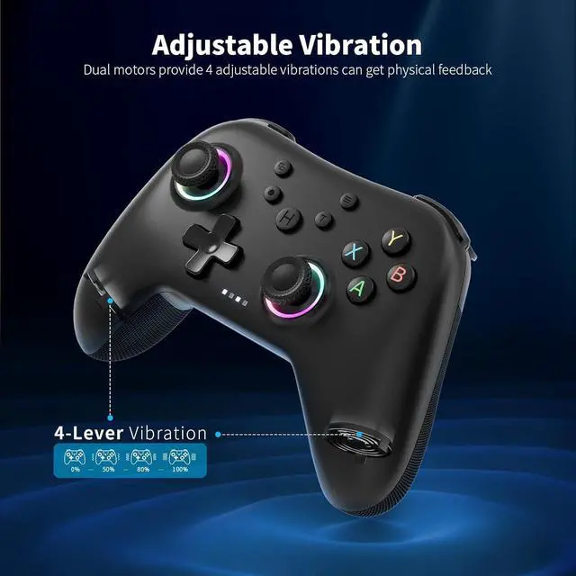 Alt view image 4 of 7 - AceGamer Aurora Generation 2.4G Wireless Bluetooth Controller for PC/Android/Switch/iOS/Steam Deck, Hall Joysticks and RGB Light- Upgraded PC Gaming Controller and Back Buttons Lock (Black)