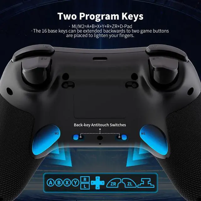 Alt view image 5 of 7 - AceGamer Aurora Generation 2.4G Wireless Bluetooth Controller for PC/Android/Switch/iOS/Steam Deck, Hall Joysticks and RGB Light- Upgraded PC Gaming Controller and Back Buttons Lock (Black)