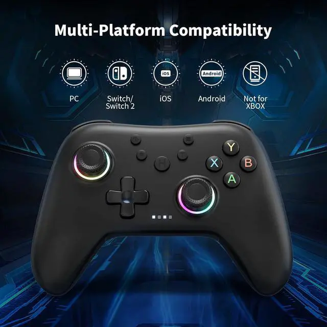 Alt view image 6 of 7 - AceGamer Aurora Generation 2.4G Wireless Bluetooth Controller for PC/Android/Switch/iOS/Steam Deck, Hall Joysticks and RGB Light- Upgraded PC Gaming Controller and Back Buttons Lock (Black)