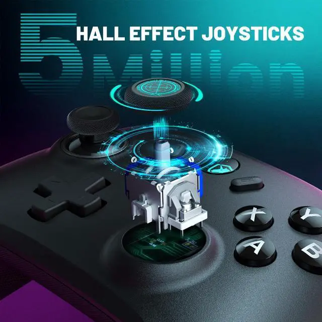 Alt view image 2 of 7 - ECHTPower Wireless PC Gaming Controller - Hall Effect Joystick, 2.4G & Wired 1000Hz Polling Rate, 800mAh Battery, Adjustable Turbo/Vibration - for PC/Switch/iOS/Android