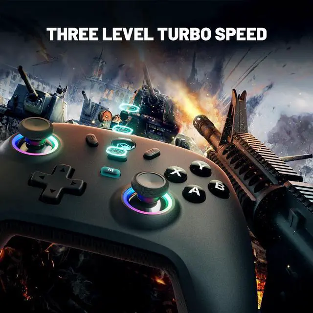 Alt view image 5 of 7 - ECHTPower Wireless PC Gaming Controller - Hall Effect Joystick, 2.4G & Wired 1000Hz Polling Rate, 800mAh Battery, Adjustable Turbo/Vibration - for PC/Switch/iOS/Android