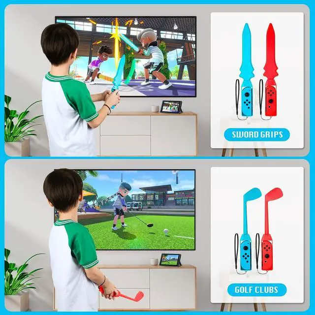 Alt view image 3 of 7 - JoyHood Switch Sports Accessories Bundle Compatible with Switch/Switch OLED, 17-in-1 Family Sports Games Accessories Kit for Joy-Con Controller, Switch Sports Accessories for Kids & Adults