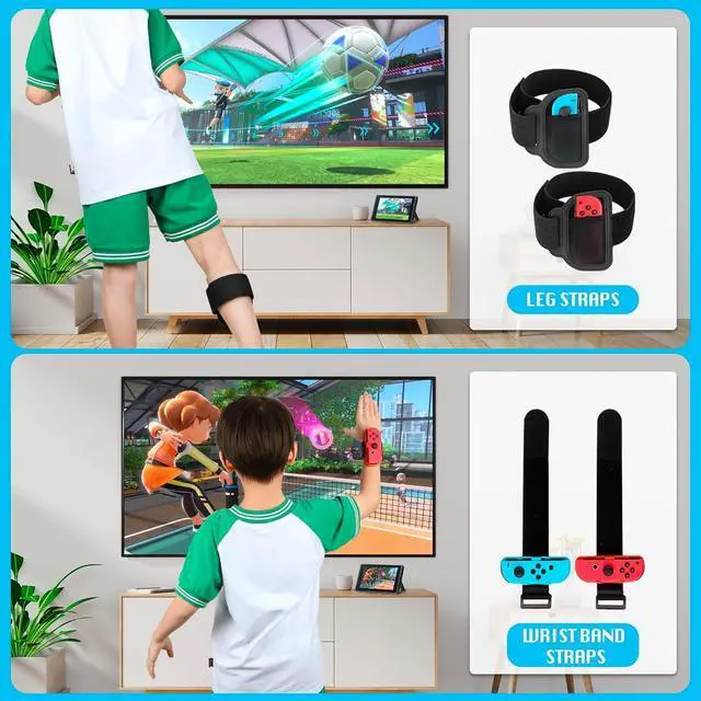 Alt view image 4 of 7 - JoyHood Switch Sports Accessories Bundle Compatible with Switch/Switch OLED, 17-in-1 Family Sports Games Accessories Kit for Joy-Con Controller, Switch Sports Accessories for Kids & Adults