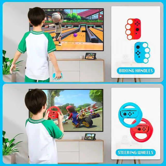 Alt view image 5 of 7 - JoyHood Switch Sports Accessories Bundle Compatible with Switch/Switch OLED, 17-in-1 Family Sports Games Accessories Kit for Joy-Con Controller, Switch Sports Accessories for Kids & Adults