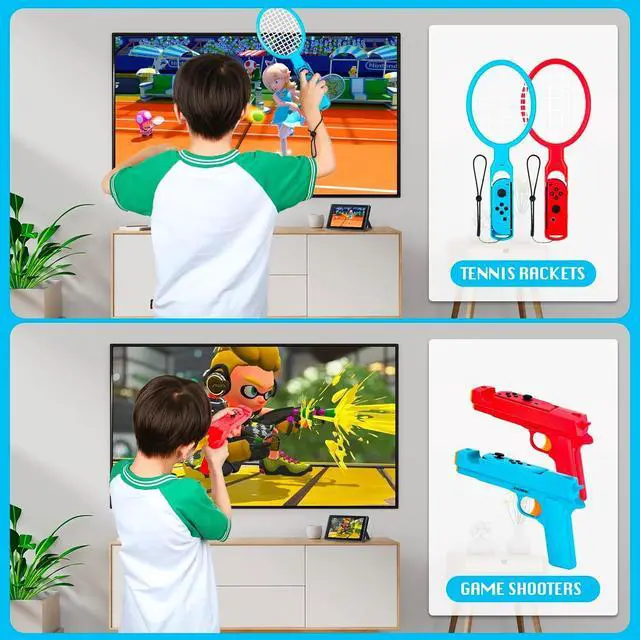 Alt view image 6 of 7 - JoyHood Switch Sports Accessories Bundle Compatible with Switch/Switch OLED, 17-in-1 Family Sports Games Accessories Kit for Joy-Con Controller, Switch Sports Accessories for Kids & Adults