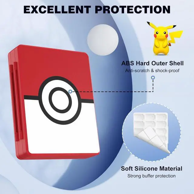 Alt view image 4 of 7 - MoKo 60 Game Card Case for Nintendo Switch 2 / Switch OLED / 3DS / 3DSXL, Portable Storage Holder Case for 60 Switch 2 Game Cartridges & 24 3DS Card & 36 Micro SD Cards, Red Ball
