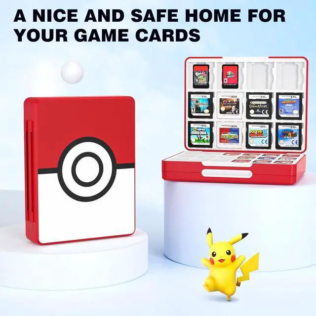 Alt view image 7 of 7 - MoKo 60 Game Card Case for Nintendo Switch 2 / Switch OLED / 3DS / 3DSXL, Portable Storage Holder Case for 60 Switch 2 Game Cartridges & 24 3DS Card & 36 Micro SD Cards, Red Ball