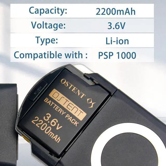 Alt view image 4 of 7 - OSTENT High Capacity Quality Real 2200mAh 3.6V Lithium Ion Li-ion Polymer Rechargeable Battery Pack Replacement Upgraded Version for Sony PSP 1000 PSP-280 Console Video Games