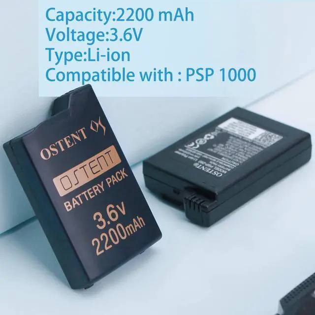 Alt view image 5 of 7 - OSTENT High Capacity Quality Real 2200mAh 3.6V Lithium Ion Li-ion Polymer Rechargeable Battery Pack Replacement Upgraded Version for Sony PSP 1000 PSP-280 Console Video Games
