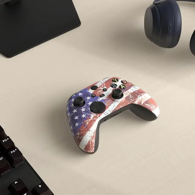 Alt view image 2 of 4 - Hand Crafted Custom Controller Compatible with Xbox Series X/S & Xbox One (U.S Flag)