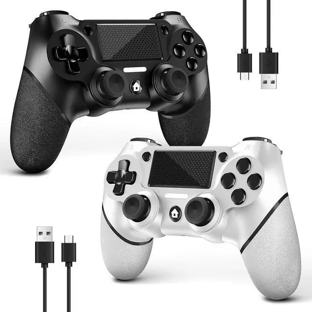 Main image of AceGamer 2 Pack for PS4 Controller, Wireless Controller for PS4/Pro/Slim/PC, with Non-Slip Grip of Both Sides and 2 USB-C Cable! (Black and White)