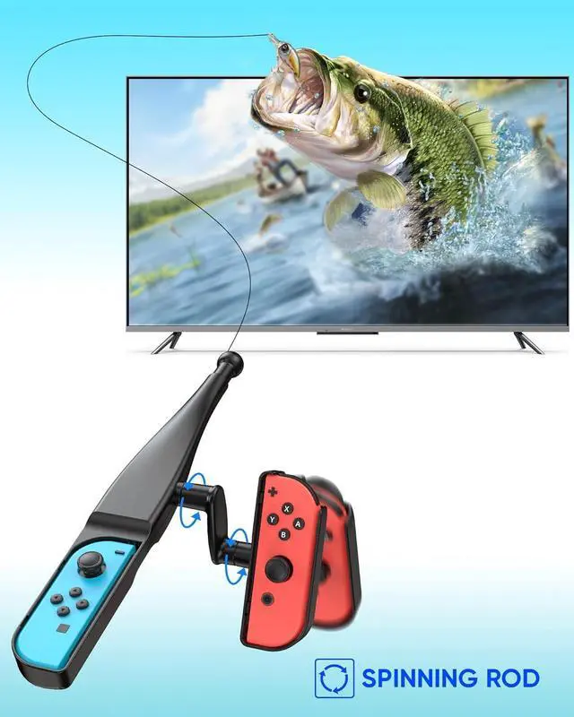Alt view image 3 of 7 - MENEEA Fishing Rod for Nintendo Switch, Fishing Games Accessories Kit for Nintendo Switch/Switch OLED/Joy Con Bass Pro Shops-The Strike Championship Edition and Legendary Fishing-Standard Edition