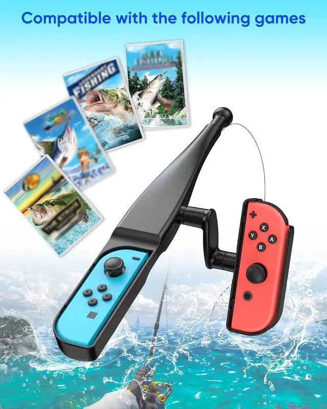 Alt view image 2 of 7 - MENEEA Fishing Rod for Nintendo Switch, Fishing Games Accessories Kit for Nintendo Switch/Switch OLED/Joy Con Bass Pro Shops-The Strike Championship Edition and Legendary Fishing-Standard Edition