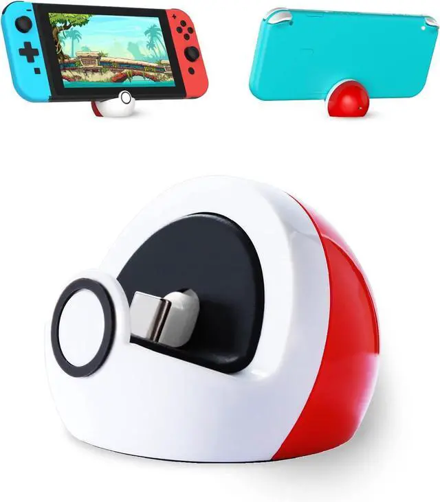Main image of Antank Tiny Charging Stand Compatible with Nintendo Switch/Switch Lite/Switch OLED, Portable Cute Switch Dock Station with USB-C Port for Switch Games, No Projection, Red&White