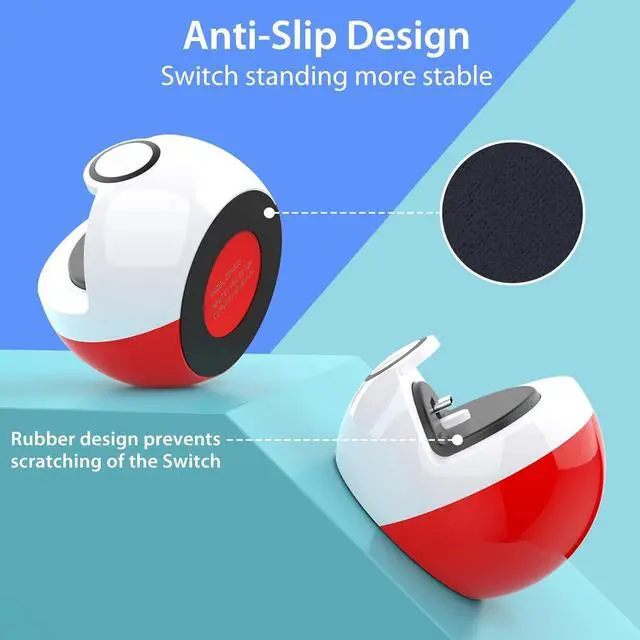 Alt view image 5 of 7 - Antank Tiny Charging Stand Compatible with Nintendo Switch/Switch Lite/Switch OLED, Portable Cute Switch Dock Station with USB-C Port for Switch Games, No Projection, Red&White
