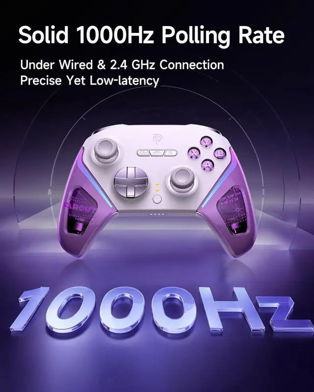 Alt view image 3 of 7 - EasySMX D10 PC Controller - Elite Wireless Bluetooth Pro Controller with TMR Joystick, Dual-Mode Triggers & Full Mechanical Buttons, 1000Hz Polling Rate, RGB Lighting for PC/Switch/Android/iOS