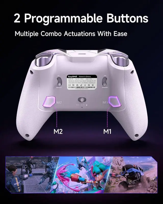 Alt view image 7 of 7 - EasySMX D10 PC Controller - Elite Wireless Bluetooth Pro Controller with TMR Joystick, Dual-Mode Triggers & Full Mechanical Buttons, 1000Hz Polling Rate, RGB Lighting for PC/Switch/Android/iOS