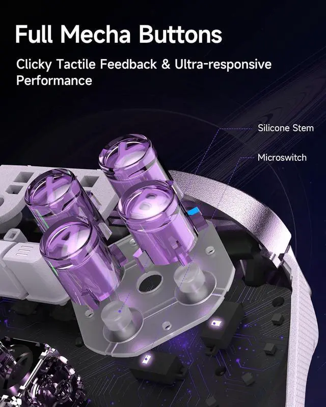 Alt view image 6 of 7 - EasySMX D10 PC Controller - Elite Wireless Bluetooth Pro Controller with TMR Joystick, Dual-Mode Triggers & Full Mechanical Buttons, 1000Hz Polling Rate, RGB Lighting for PC/Switch/Android/iOS