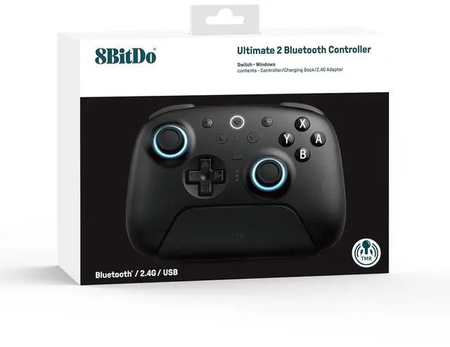 Alt view image 5 of 7 - 8Bitdo Ultimate 2 Bluetooth Controller for Switch/Switch 2 & Windows PC, Switch Pro Controller with TMR Joysticks, Switchable Hall Effect/Tactile Triggers, Vibration and Motion Control - Black